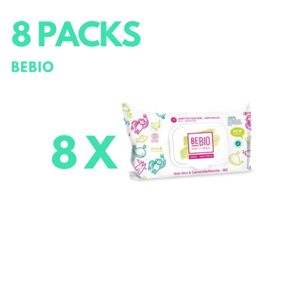 8 Packs BEBIO Lingettes sans parfum